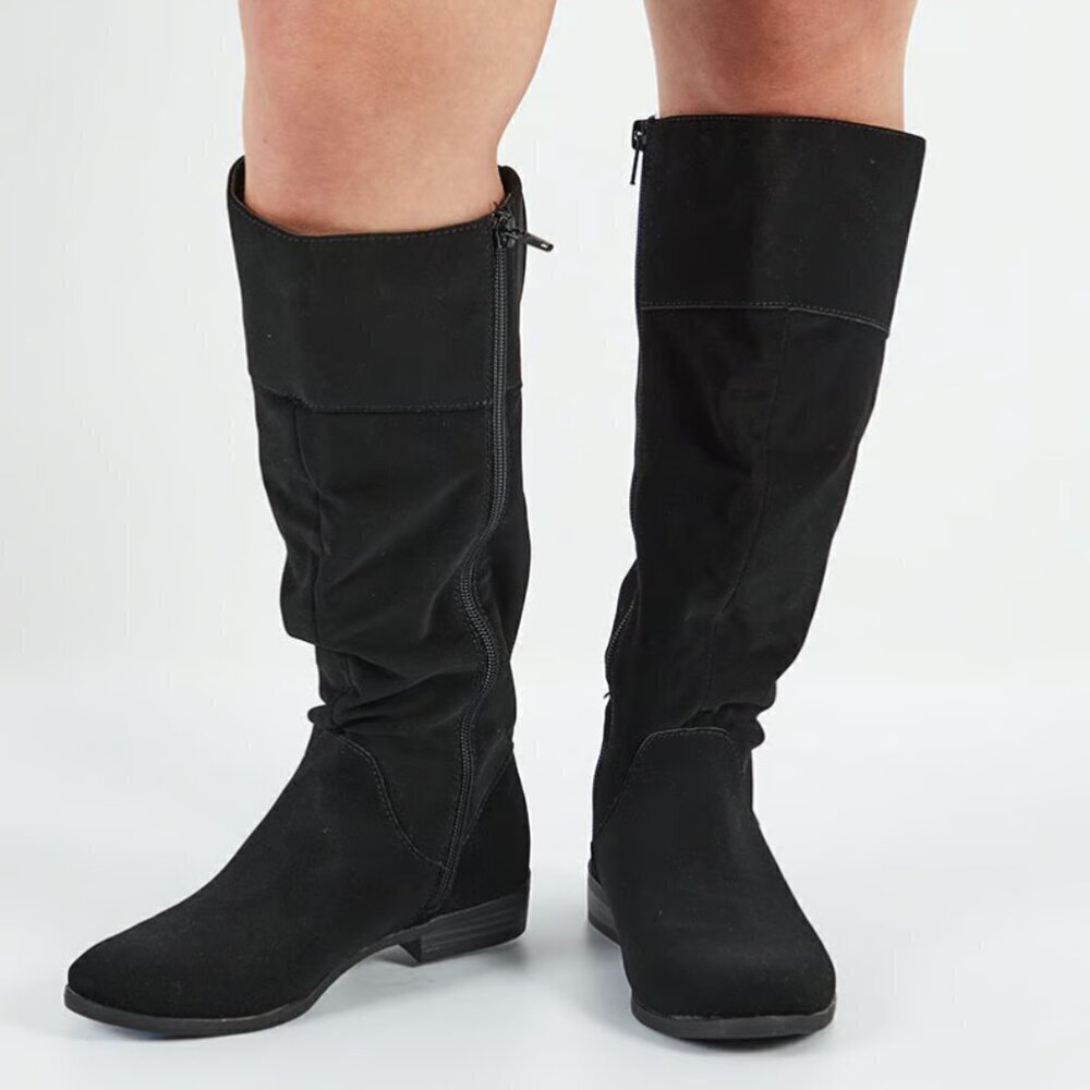 Style & Co. Womens Kelimae Faux Suede Tall Riding Boots Black